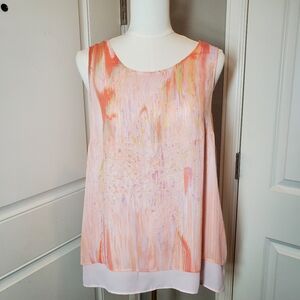 Apt. 9 Paint Splatter Sleeveless Layered Blouse Women's Size Large NWOT